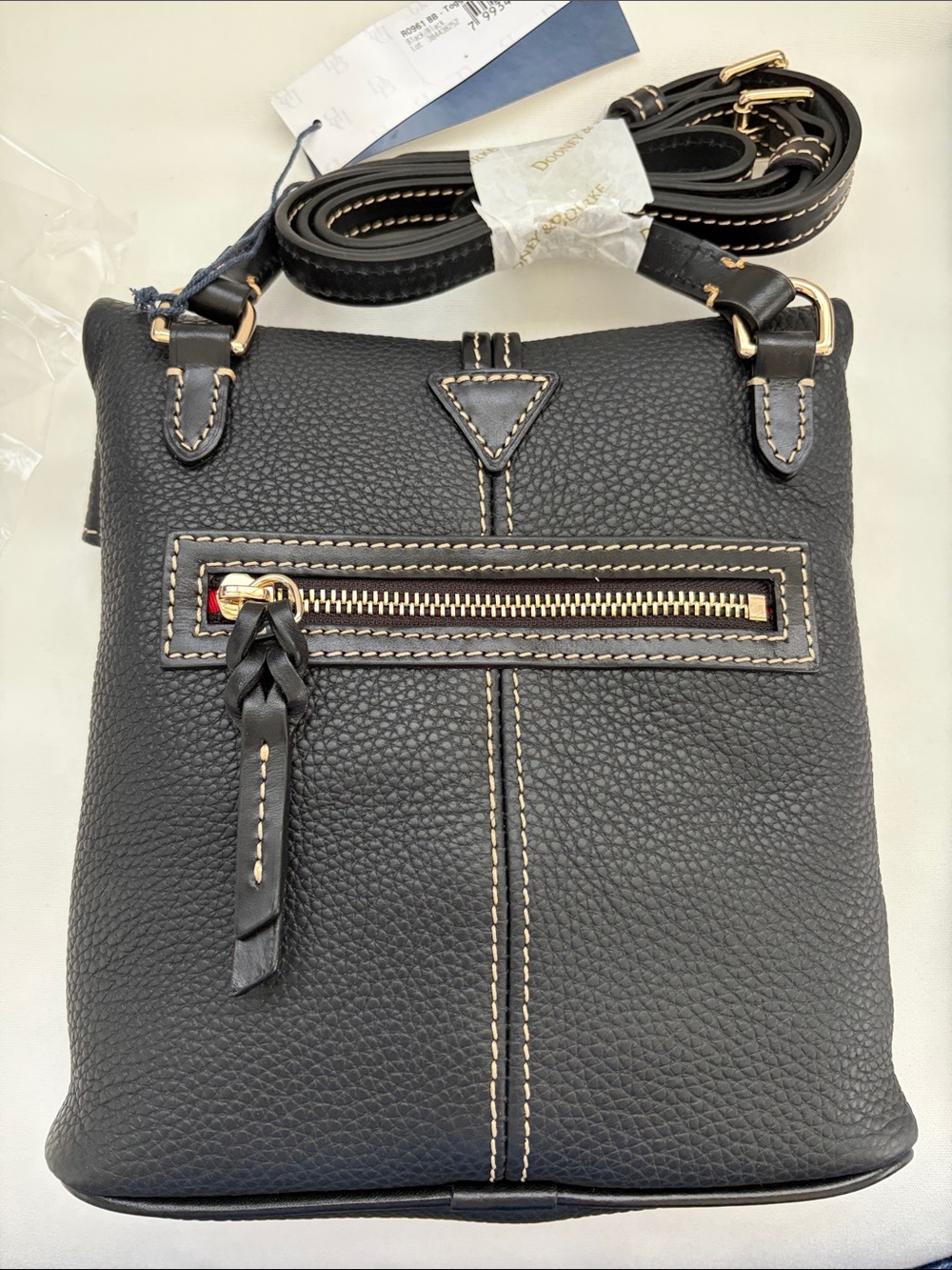 NWT - Dooney & Bourke Black, Hardy Pebble Grain Leather Toggle Crossbody Bag